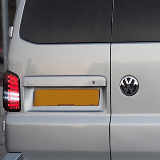 VW T6 Barn Door Rear Number Plate Unit - Reflex Silver Painted and Ready to Fit
