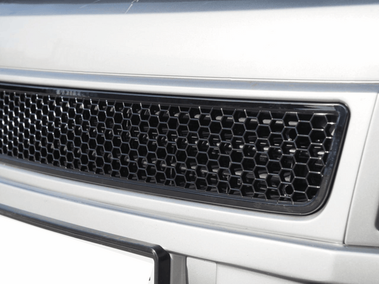 VW T5.1 Honeycomb Bumper Grille + Fog Light Trims + Number Plate Trim Gloss Black Sportline
