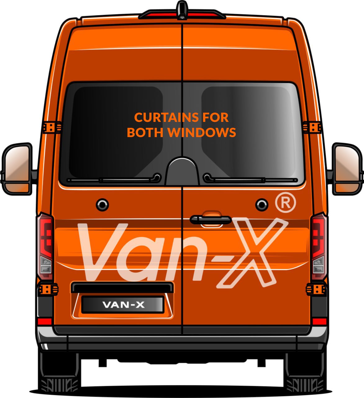 Mercedes Sprinter Premium Window Curtains Van-X - Black/Grey