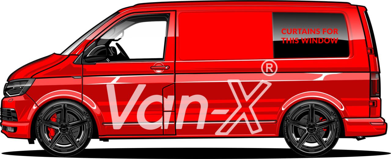 VW T6 Transporter Van Conversie Premium Gordijnen Van-X - Zwart/Zwart