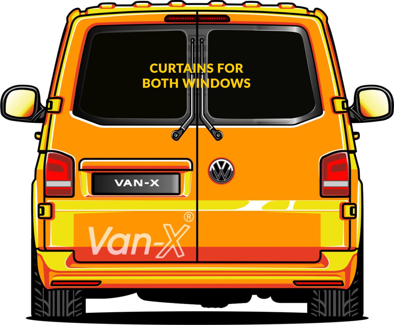 VW T4 Transporter Van Conversion Premium Curtains Van-X - Black/Blue