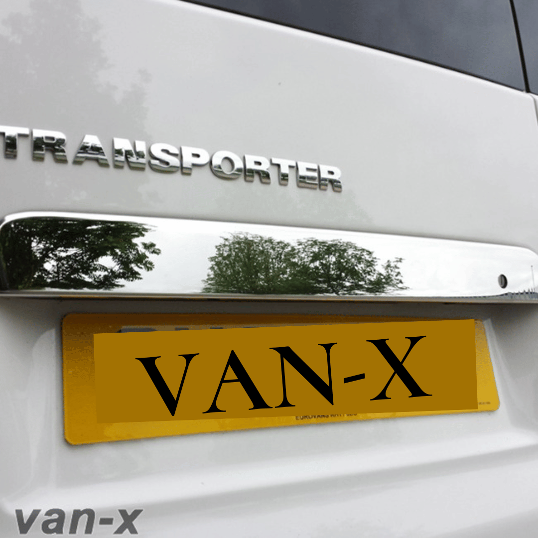 RVS nummerplaatbekleding voor Barndoor VW T5 Transporter