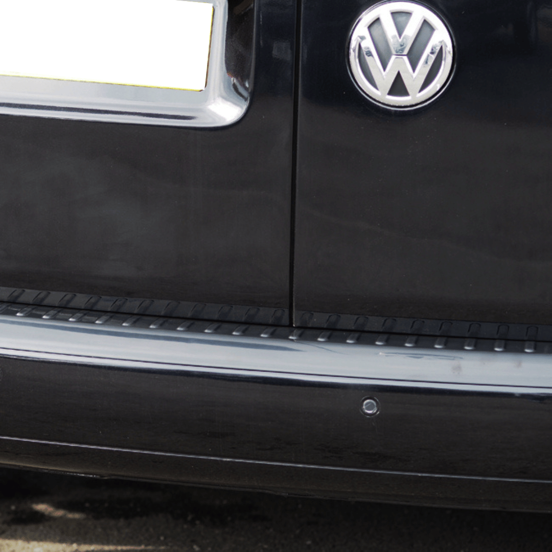 VW Caddy Barndoor/Tailgate Rear Bumper Protector Black Plastic