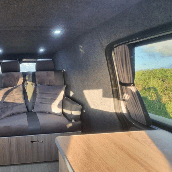 VW Caddy Van Conversion Premium Curtains Van-X - Black/Grey