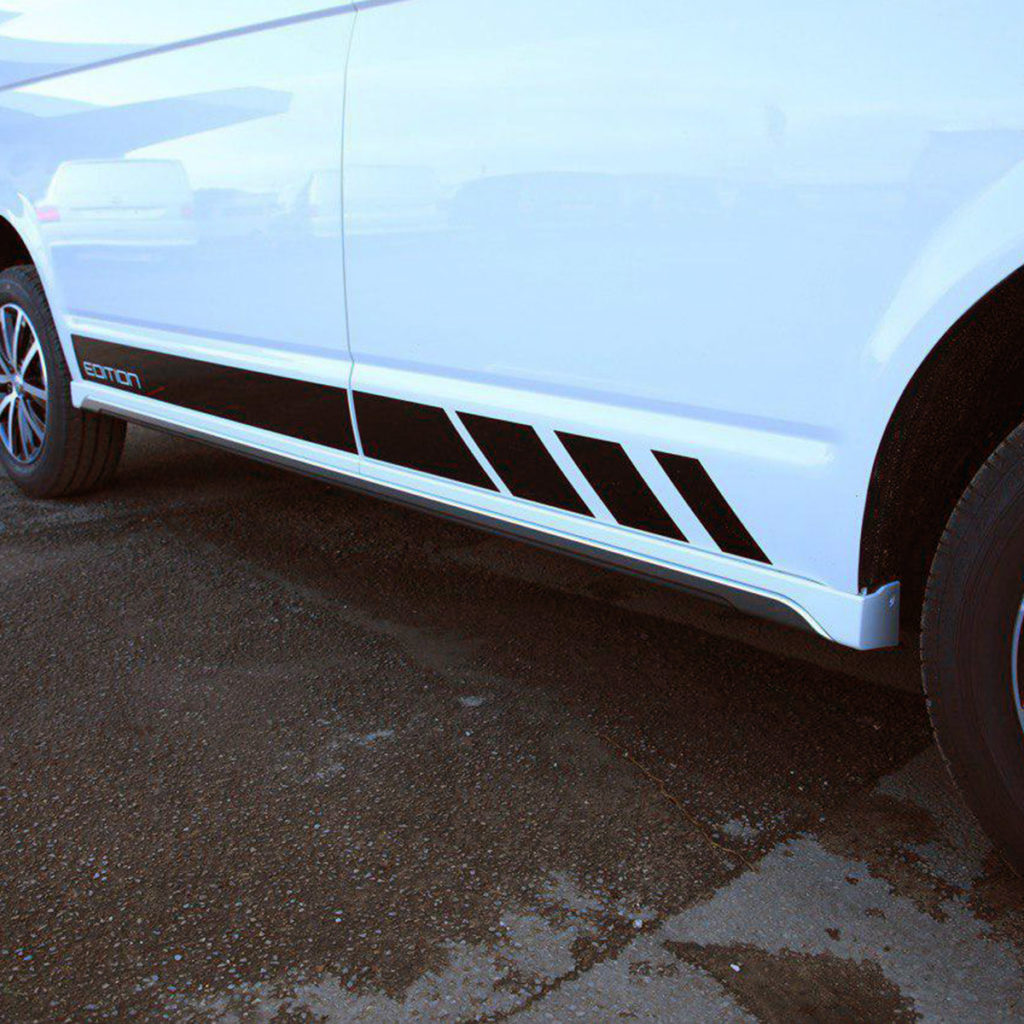 VW T6 SWB Side Skirts Candy White Plastic