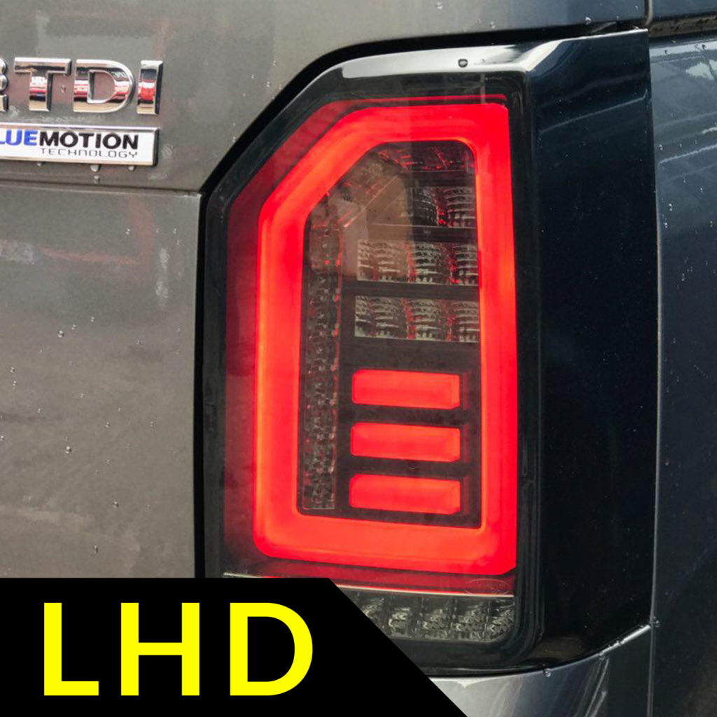 Luces traseras ahumadas para VW T6 Portón trasero LHD Barras rojas Solo para furgonetas de conducción a la izquierda europeas Indicador secuencial