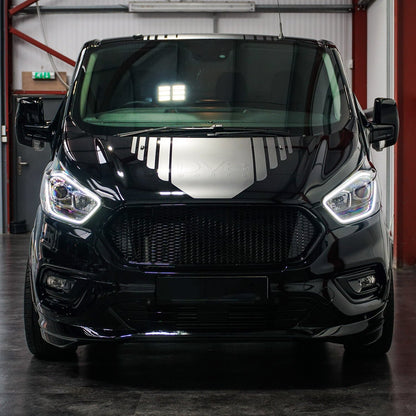 Per Ford Transit Set completo di griglie anteriori personalizzate Nuova forma Griglia superiore nera lucida, SOLO pacchetto griglia inferiore nero opaco Verniciato e pronto per il montaggio