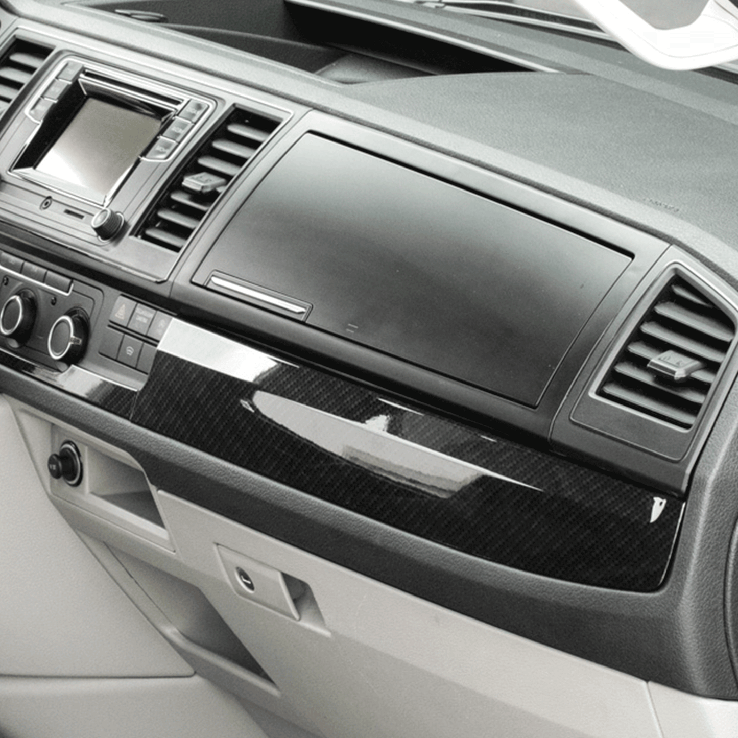 VW Transporter T6 LHD Lower Dash Styling Trims Carbon Effect