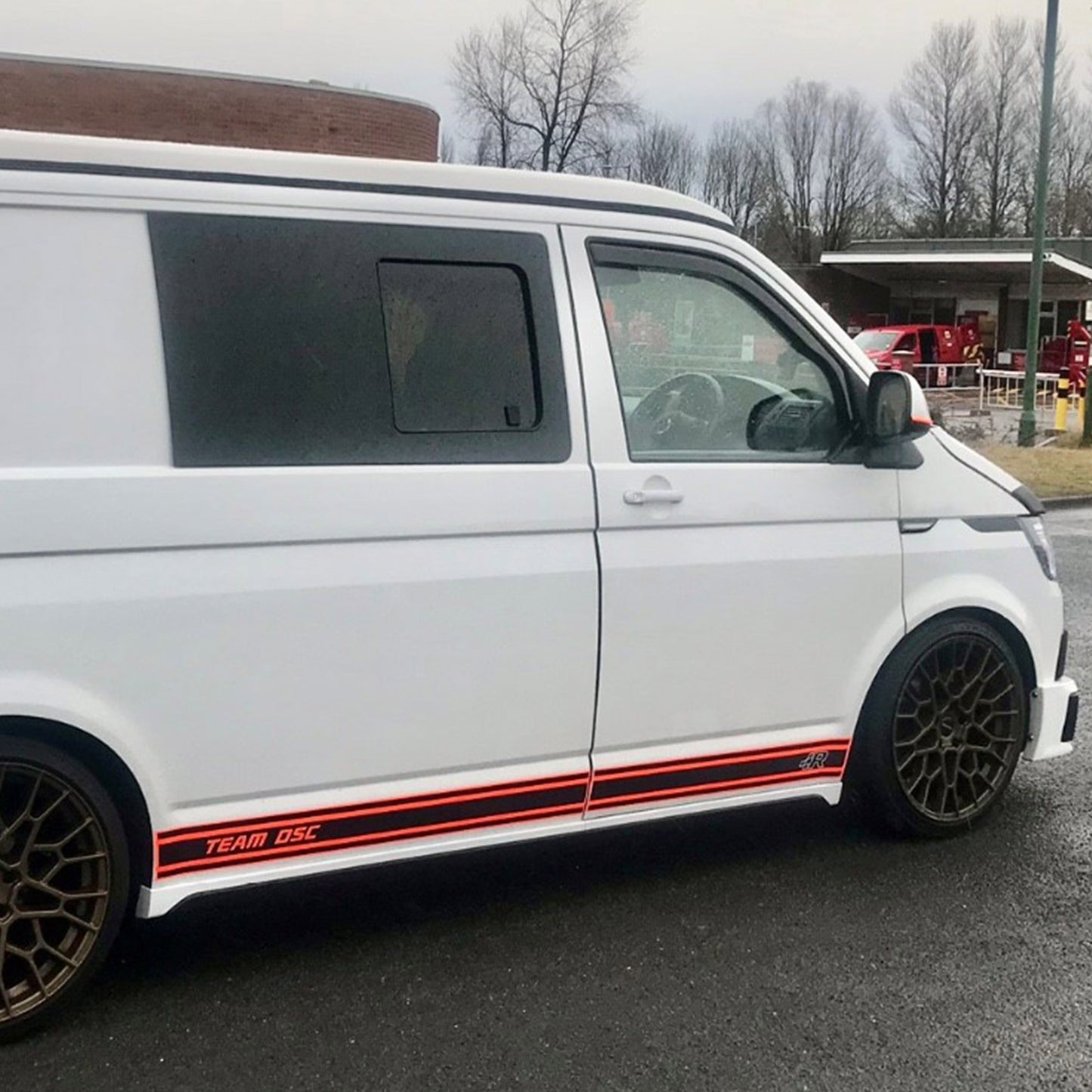VW T6.1 Transporter SWB ABS Side Skirts Painted In Candy White