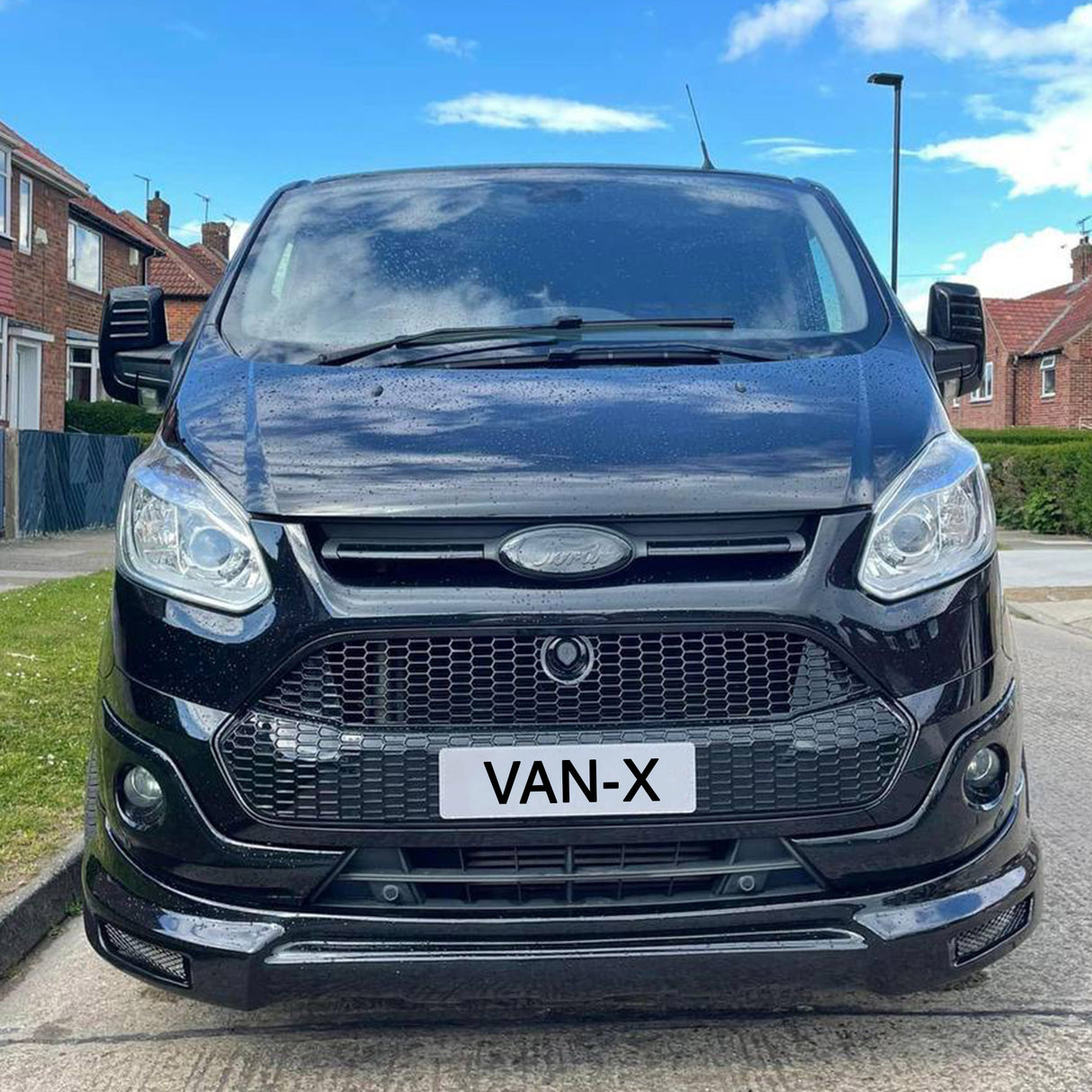 For Ford Transit Custom Front Grille Honeycomb Modified 2012 - 2018 MK1 Gloss Black Painted and Ready to Fit