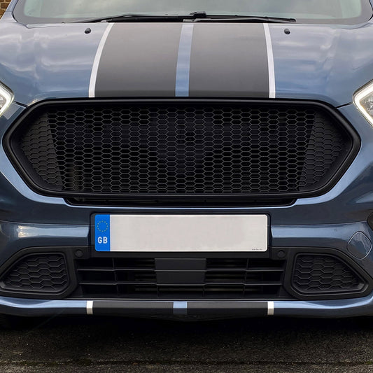 For Ford Transit Custom Front Badgeless Grille Matte Black New Shape Grille Only Painted and Ready to Fit