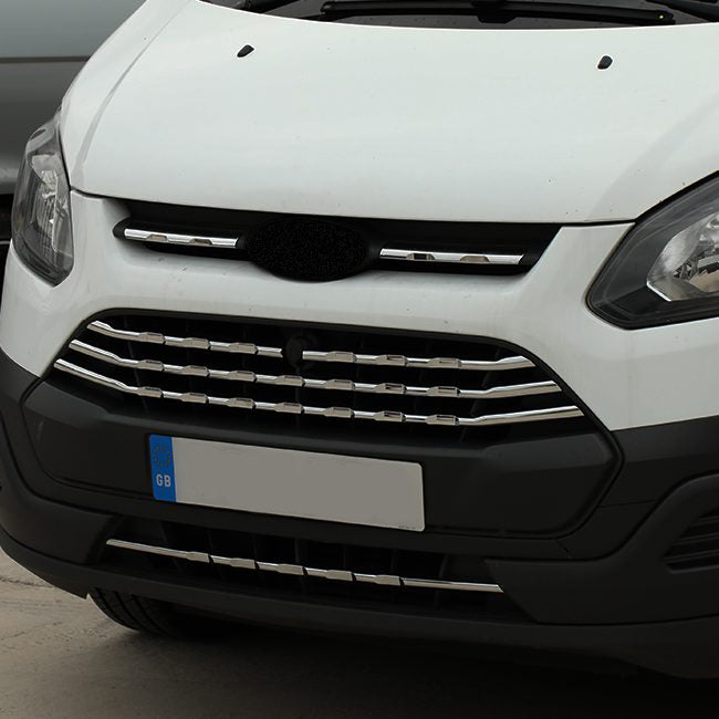 For Ford Transit Custom Matte Chrome Front Grille Trims (7Pcs) - MK1 (2012-2018) - Ready to Fit