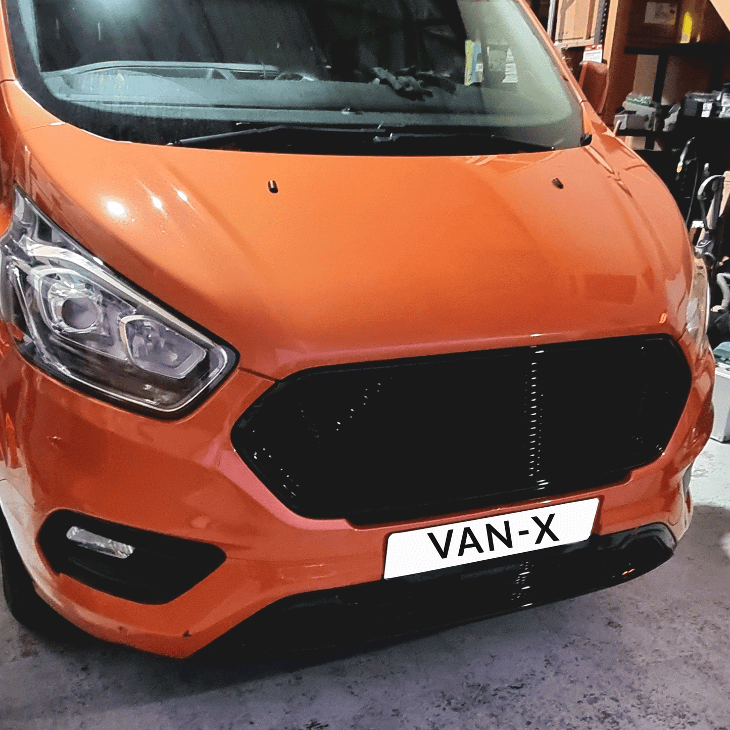 For Ford Transit Custom Front Badgeless Grille Gloss Black Styling New Shape Grille Only Painted and Ready to Fit