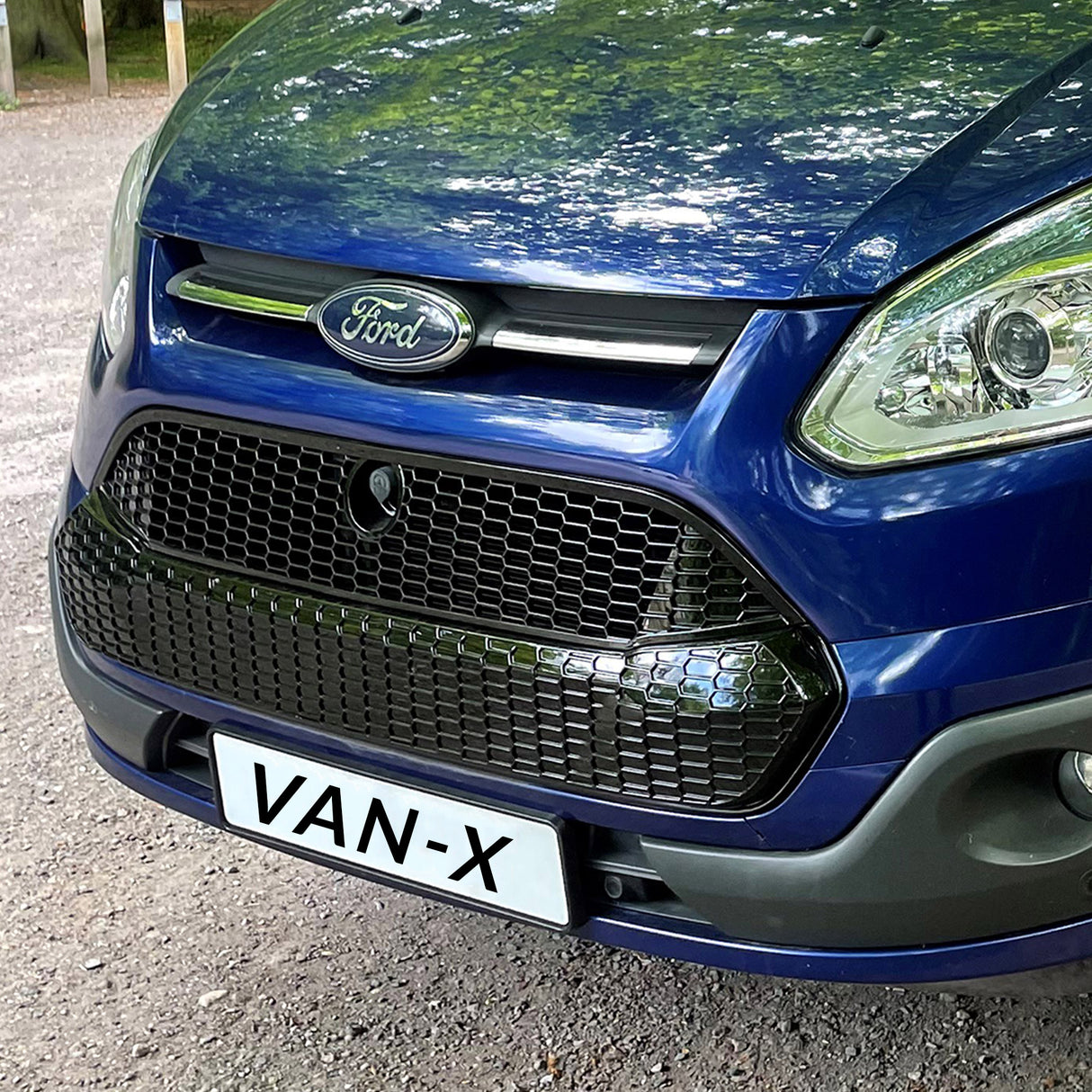 For Ford Transit Custom Front Grille Honeycomb Modified 2012 - 2018 MK1 Gloss Black Painted and Ready to Fit